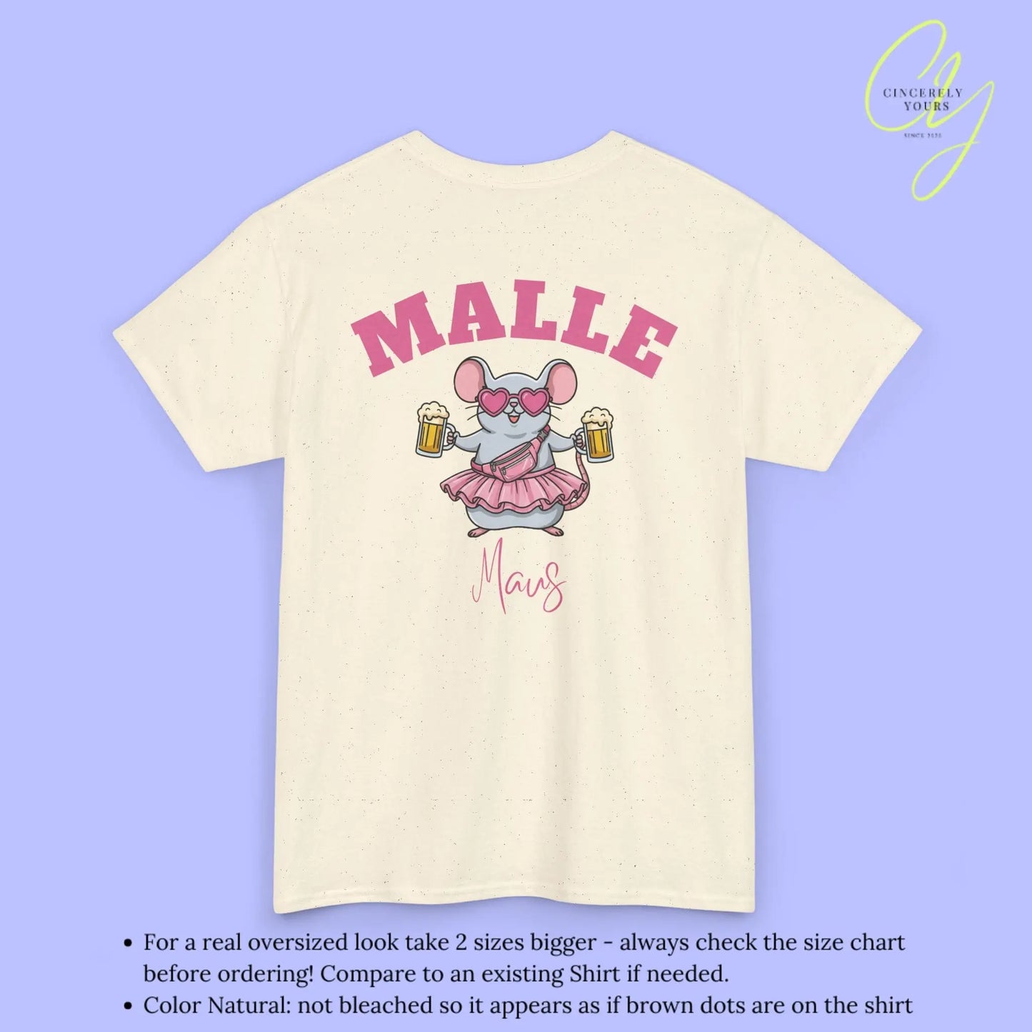 Malle Party Shirt — Malle Maus pinke Bauchtasche Bierkrüge (Customizable) Cincerely Yours