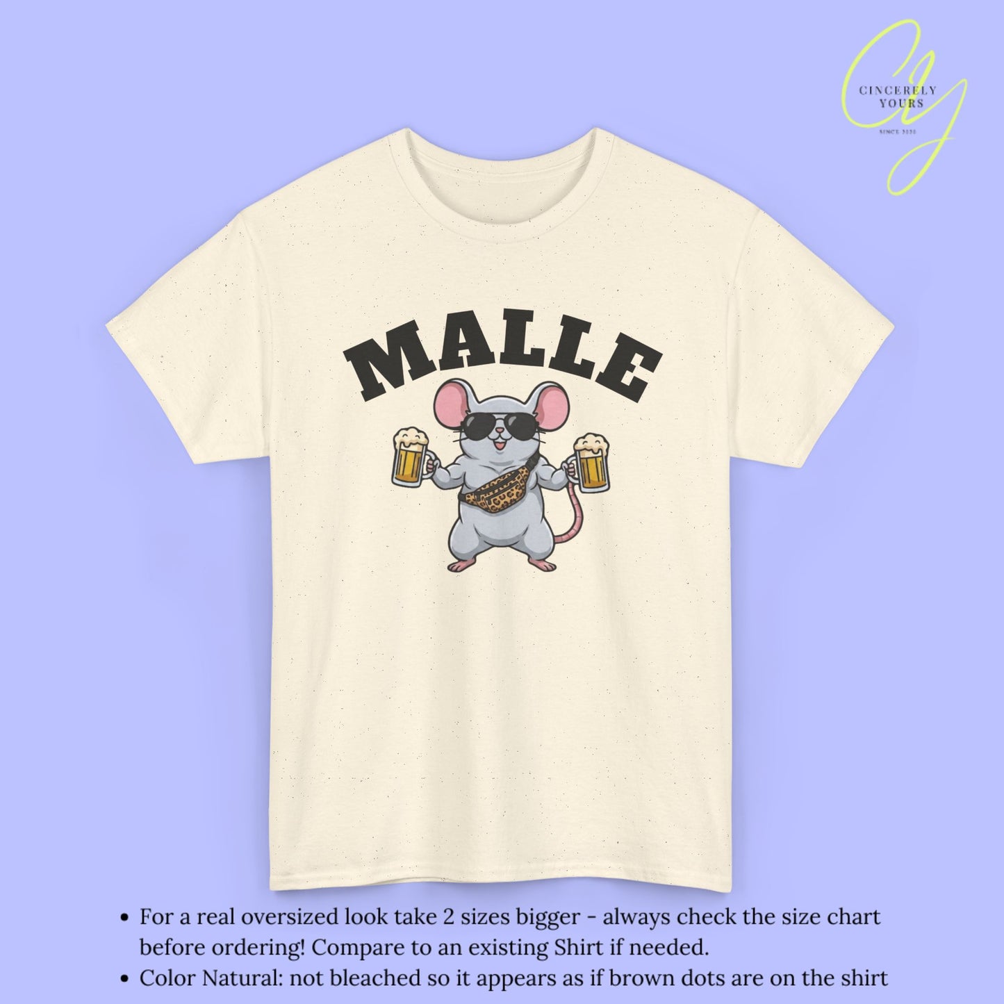 Mallemaus Shirt Malle - Muskel Maus Bierkrug Bauchtasche (V2)