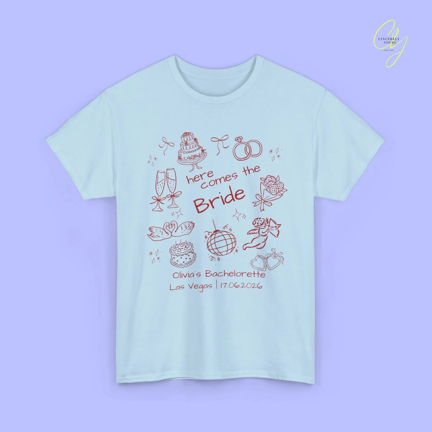 Bachelorette Shirt  — Here comes the Bride Crew (Customizable) Cincerely Yours