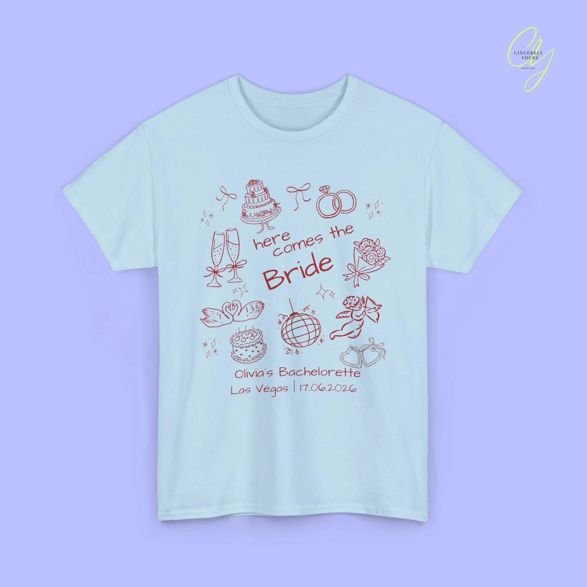 Bachelorette Shirt  — Here comes the Bride Crew (Customizable) Cincerely Yours