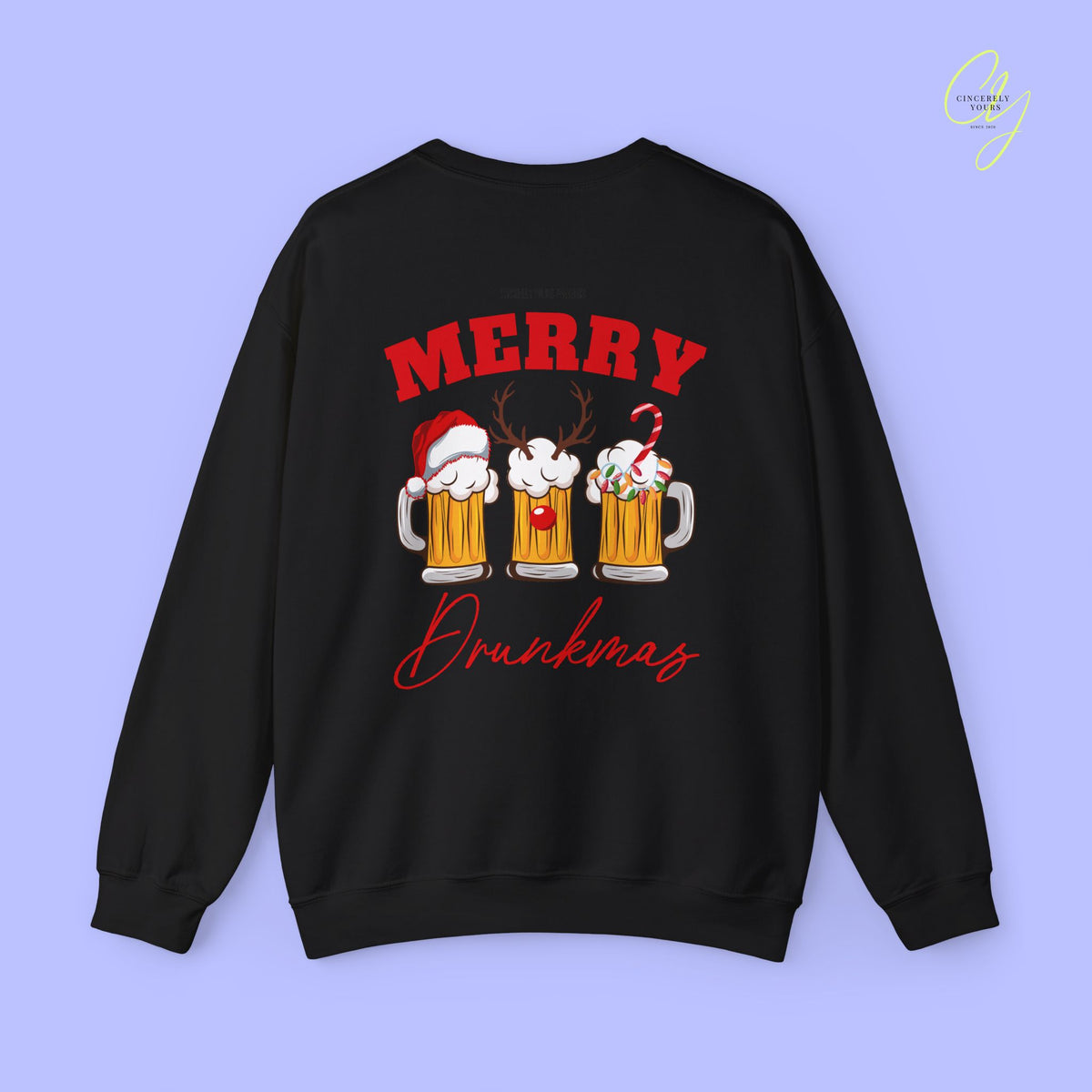 Christmas Sweatshirt | Merry Drunkmas beer mug