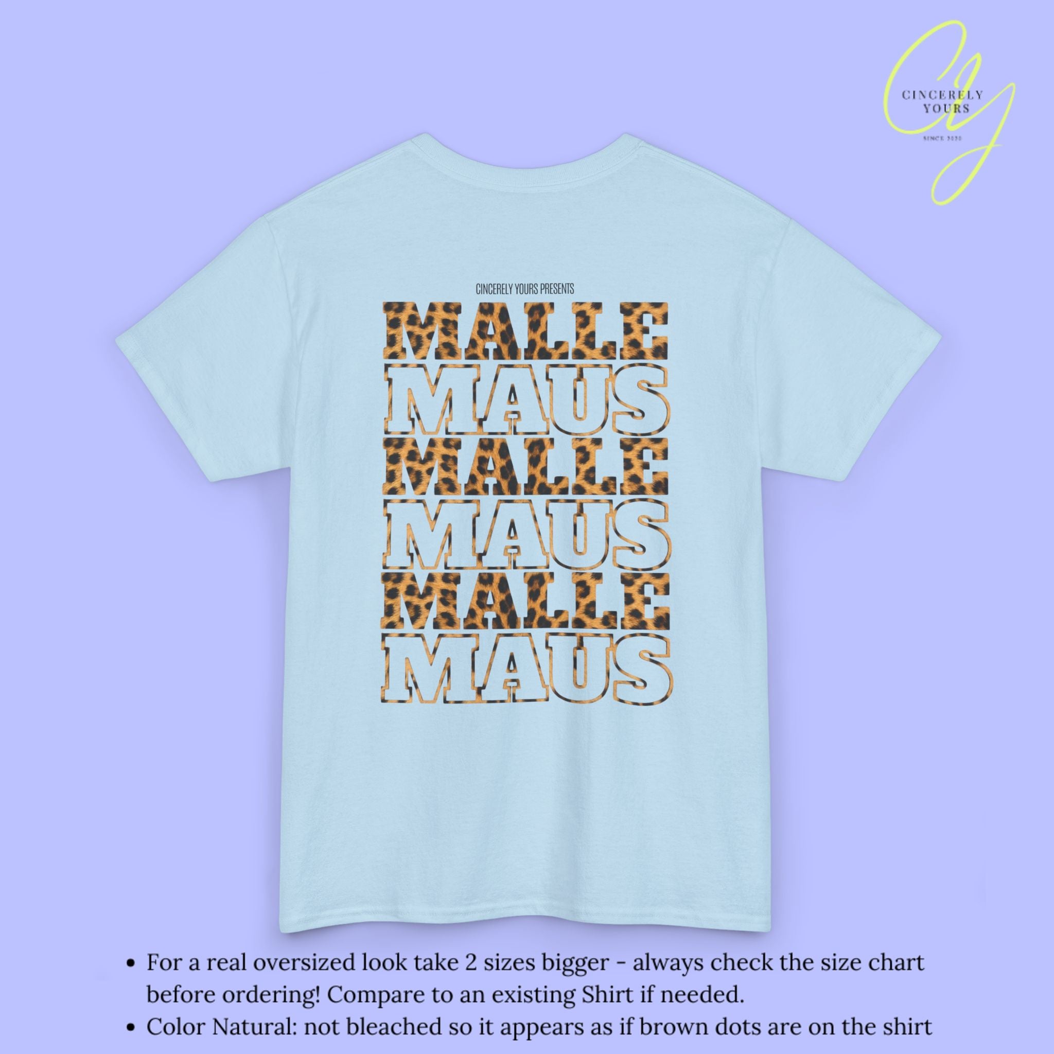 Mallemaus Shirt — Malle Maus Schriftzug Leopard Backprint Malle Shirt (Customizable)