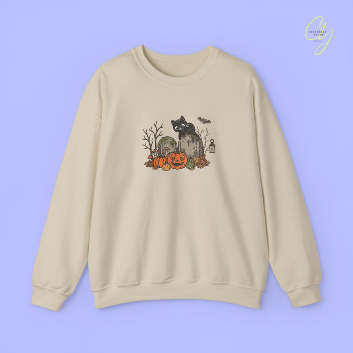 Cat Sweatshirt | Halloween Cat Pumpkin