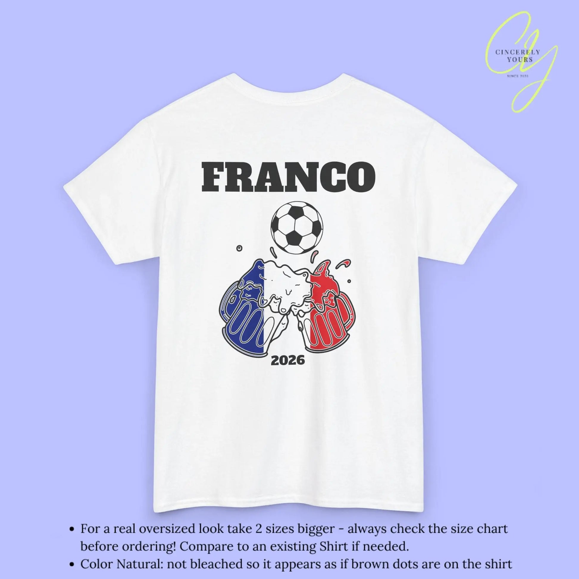Personaliserter Name Fussball Shirt — Frankreich Flagge Bierkrug (Personalisierbar) Cincerely Yours