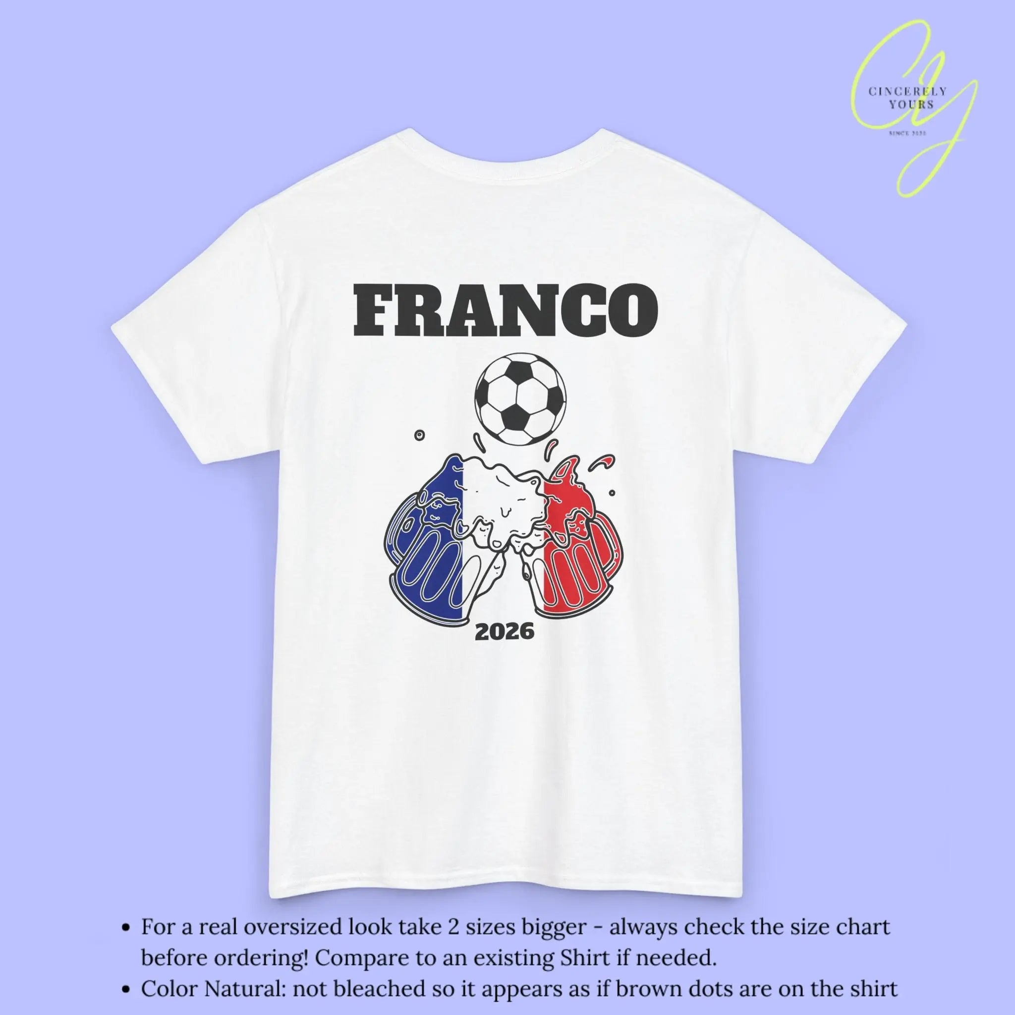 Personaliserter Name Fussball Shirt — Frankreich Flagge Bierkrug (Personalisierbar) Cincerely Yours