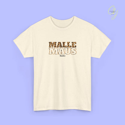 Mallemaus Shirt — Malle Maus Schriftzug Leopard Backprint Malle Shirt (Customizable)