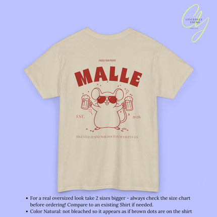 Mallemaus Shirt Malle - Party Shirt Malle Maus Bierkrug zum Saufen da (Personalisierbar)