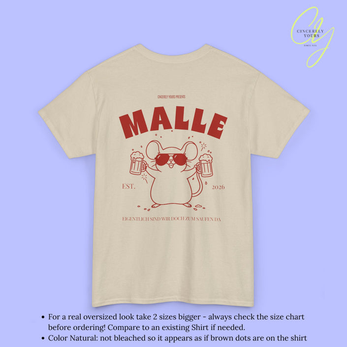 Mallemaus Shirt Malle - Party Shirt Malle Maus Bierkrug zum Saufen da (Personalisierbar)