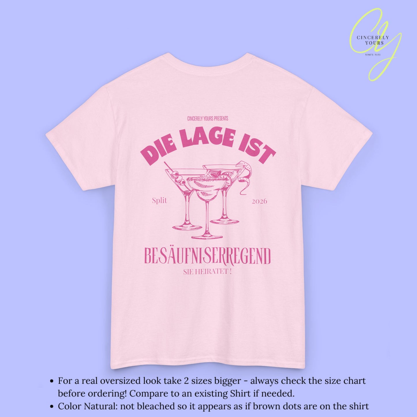 Old Money Bachelorette Shirt  — Die Lage ist besäufniserregend pink cocktail Hen Party(Customizable)
