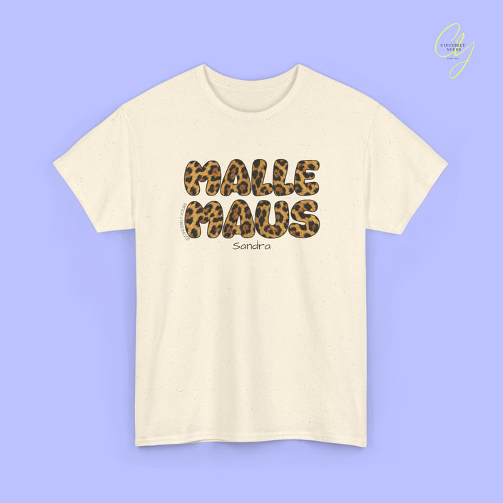 Mallemaus Shirt Malle Maus Leo — Malle Maus Schriftzug Leopard (Customizable)