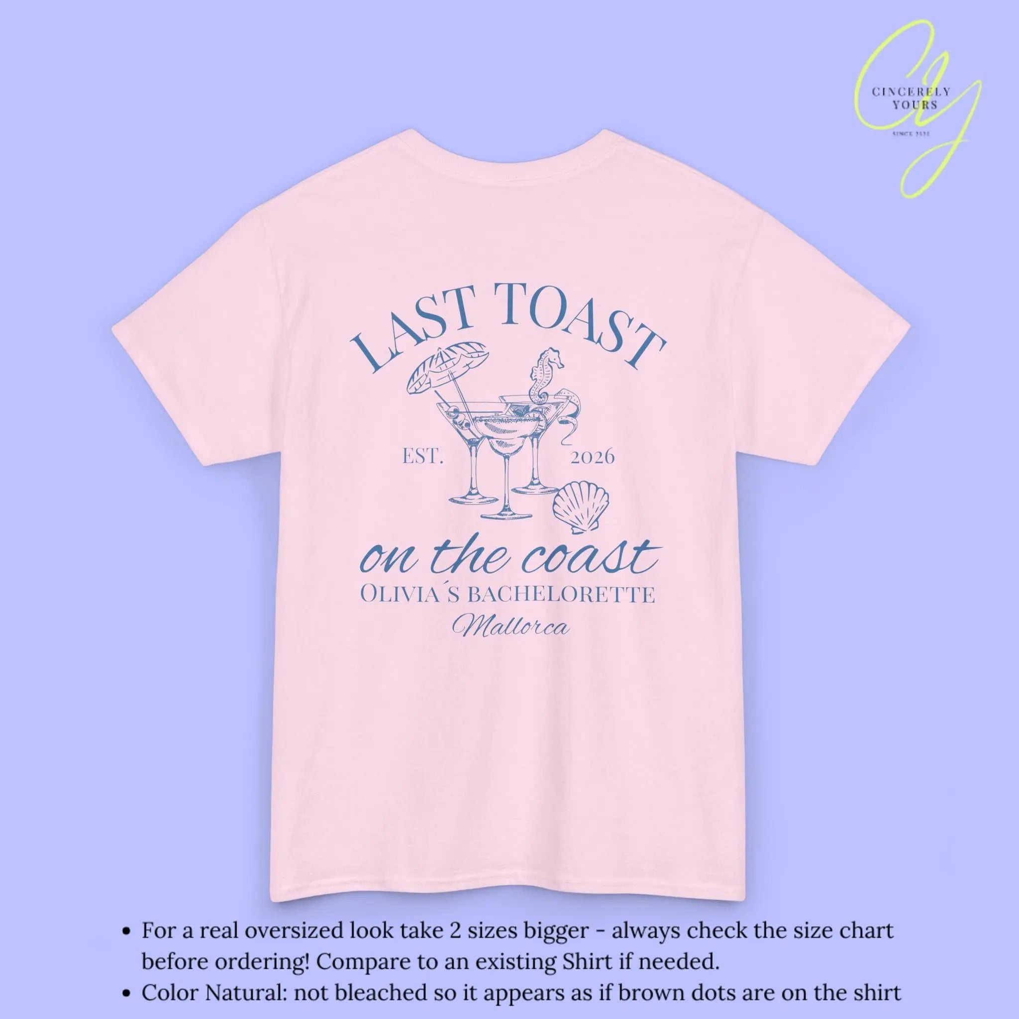 Bachelorette Party Tee — Last Toast on the Coast Crew Shirt (Customizable) Cincerely Yours