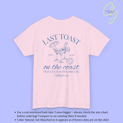 Bachelorette Party Tee — Last Toast on the Coast Crew Shirt (Customizable) Cincerely Yours