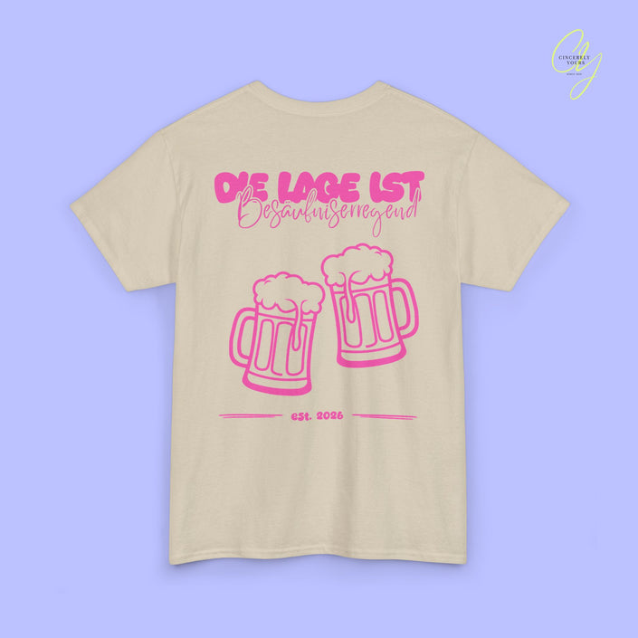 Party Shirt | Die Lage ist besäufniserregend Pink Bierkrüge