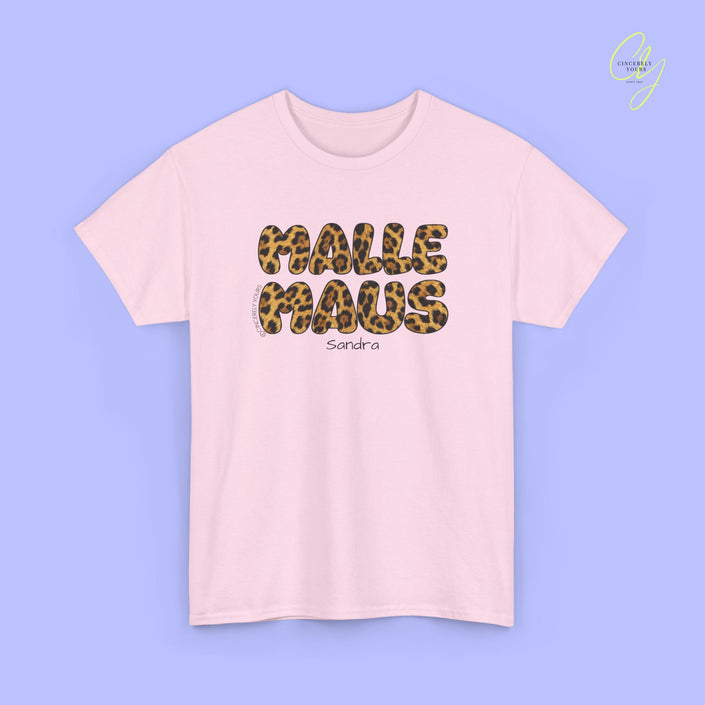 Mallemaus Shirt Malle Maus Leo — Malle Maus Schriftzug Leopard (Customizable)