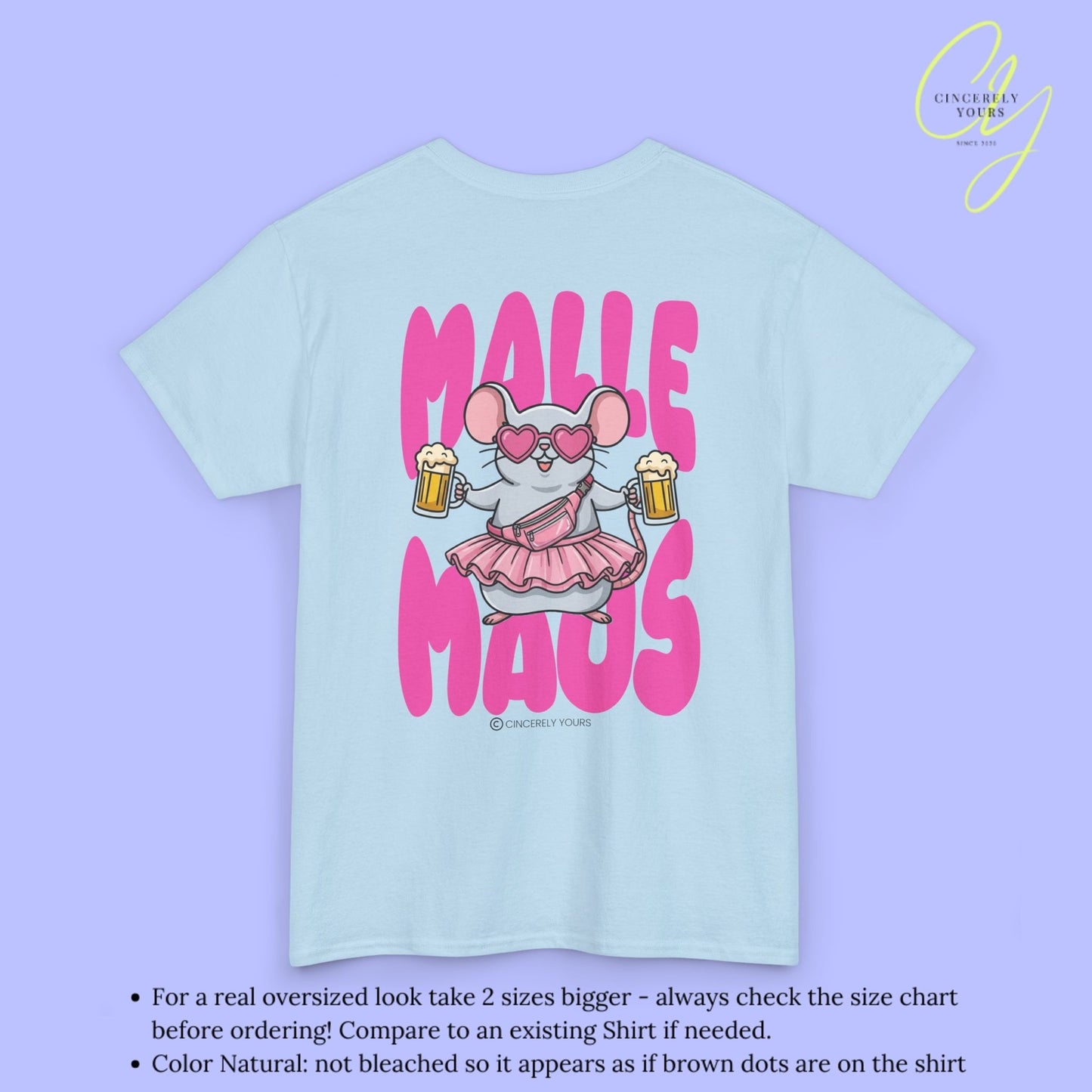 Mallemaus Shirt Malle Maus —  Pink Bauchtasche Bierkrug (Customizable)