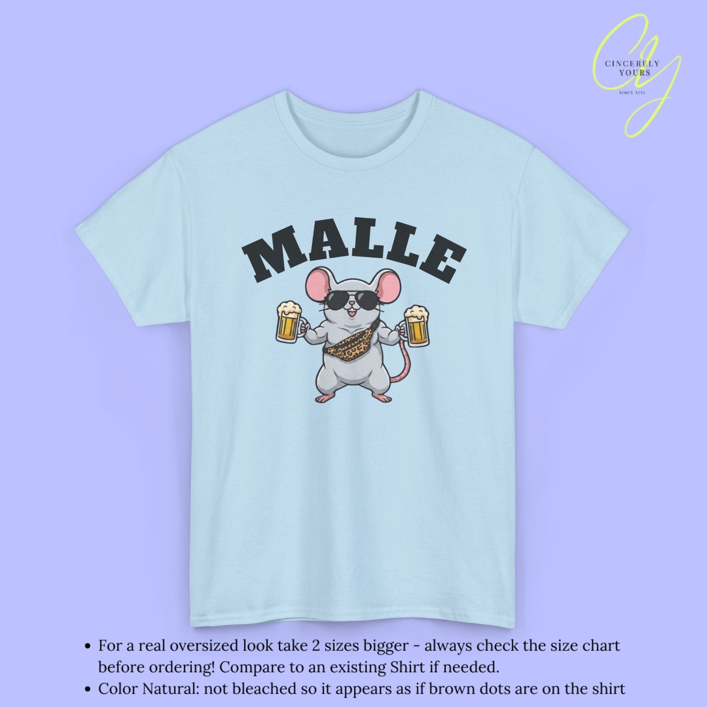 Mallemaus Shirt Malle - Muskel Maus Bierkrug Bauchtasche (V2)