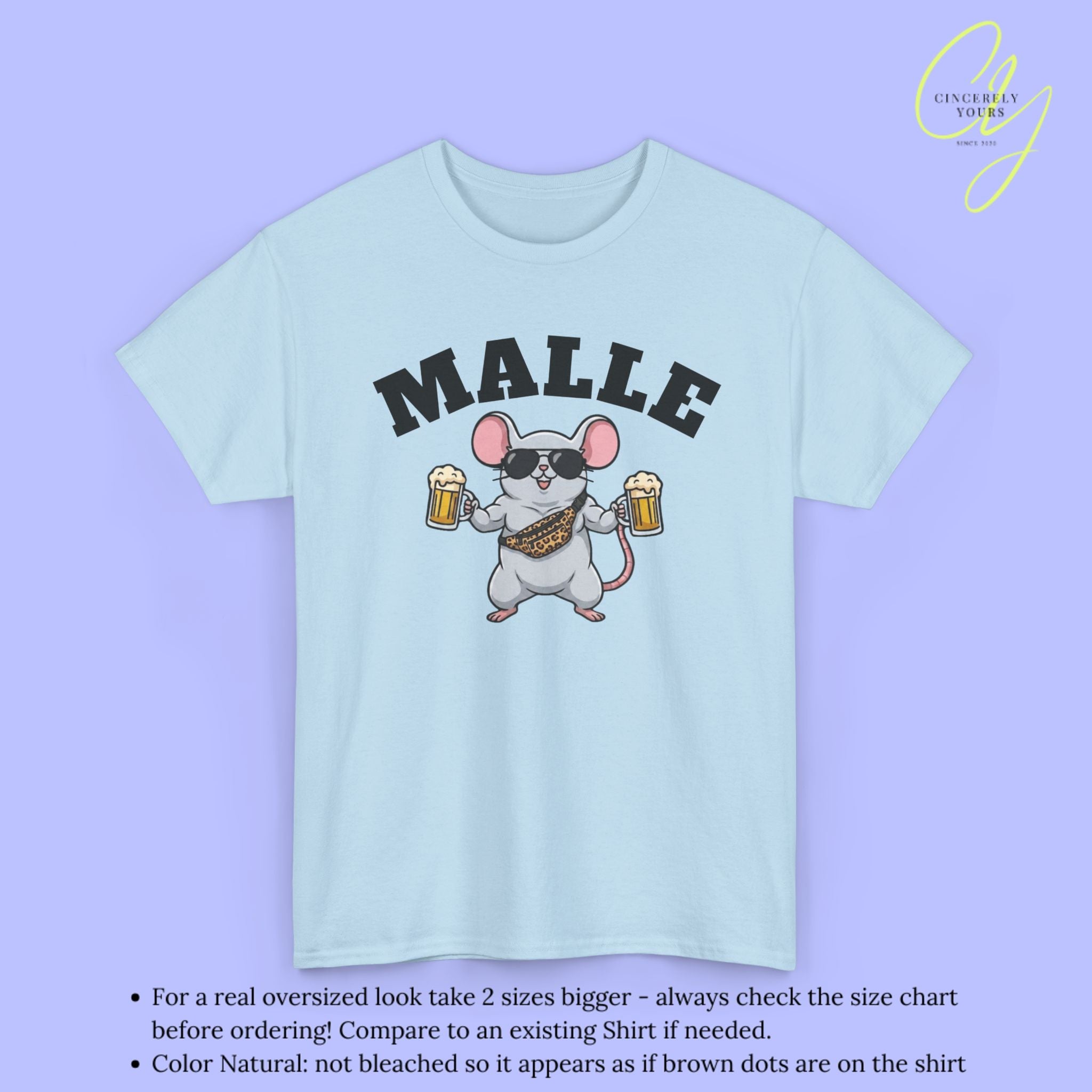 T-shirt Mallemaus Malle - Souris Musclée Chope de bière Sac banane (V2)
