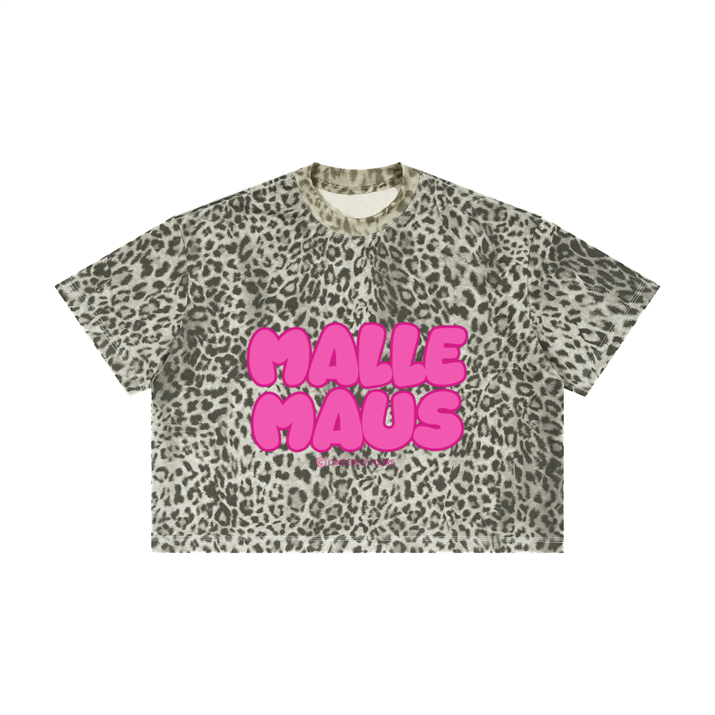 Mallemaus Shirt Malle Maus - Unisex Pink Leopard Print Boxy T-Shirt