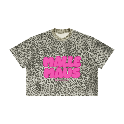 Mallemaus Shirt Malle Maus - Unisex Pink Leopard Print Boxy T-Shirt
