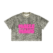 Mallemaus Shirt Malle Maus - Unisex Pink Leopard Print Boxy T-Shirt