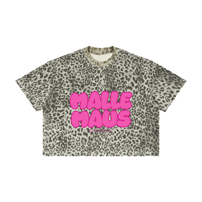 Mallemaus Shirt Malle Maus - Unisex Pink Leopard Print Boxy T-Shirt