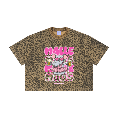 Mallemaus Shirt Malle Maus - Chantal Pink Unisex Leopard Print Boxy T-Shirt