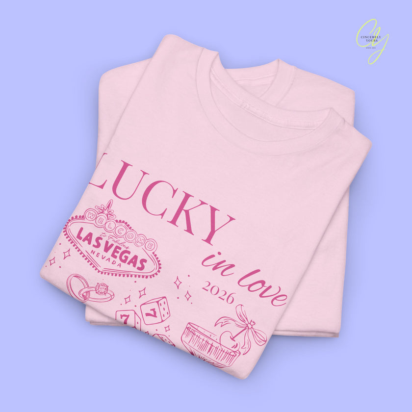 JGA Shirt Lucky in Love Las Vegas Style Bachelorette Party