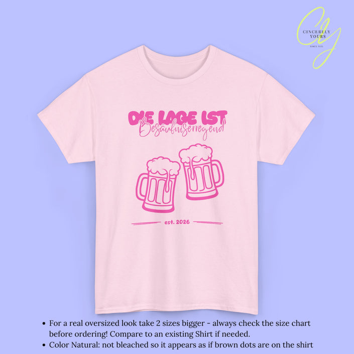 Party Shirt | Die Lage ist besäufniserregend Pink Bierkrüge