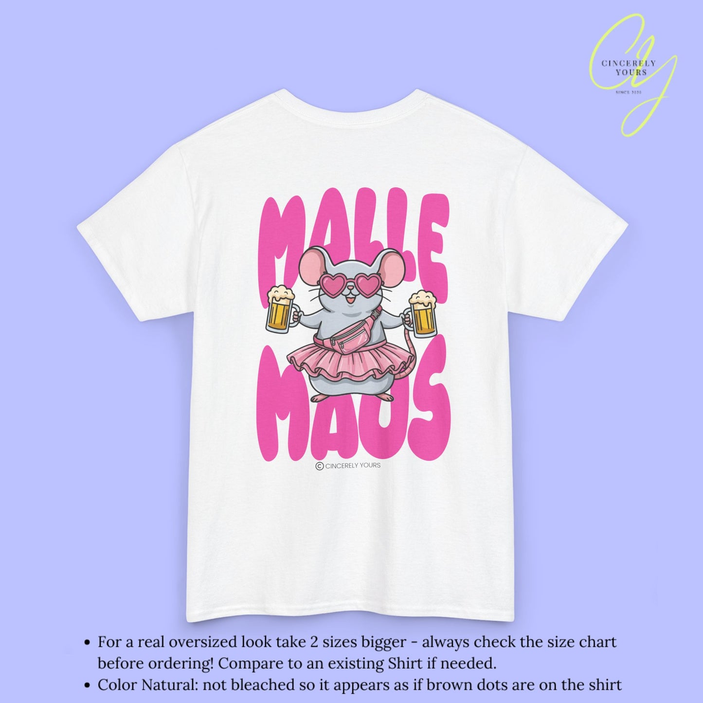 Mallemaus Shirt Malle Maus —  Pink Bauchtasche Bierkrug (Customizable)
