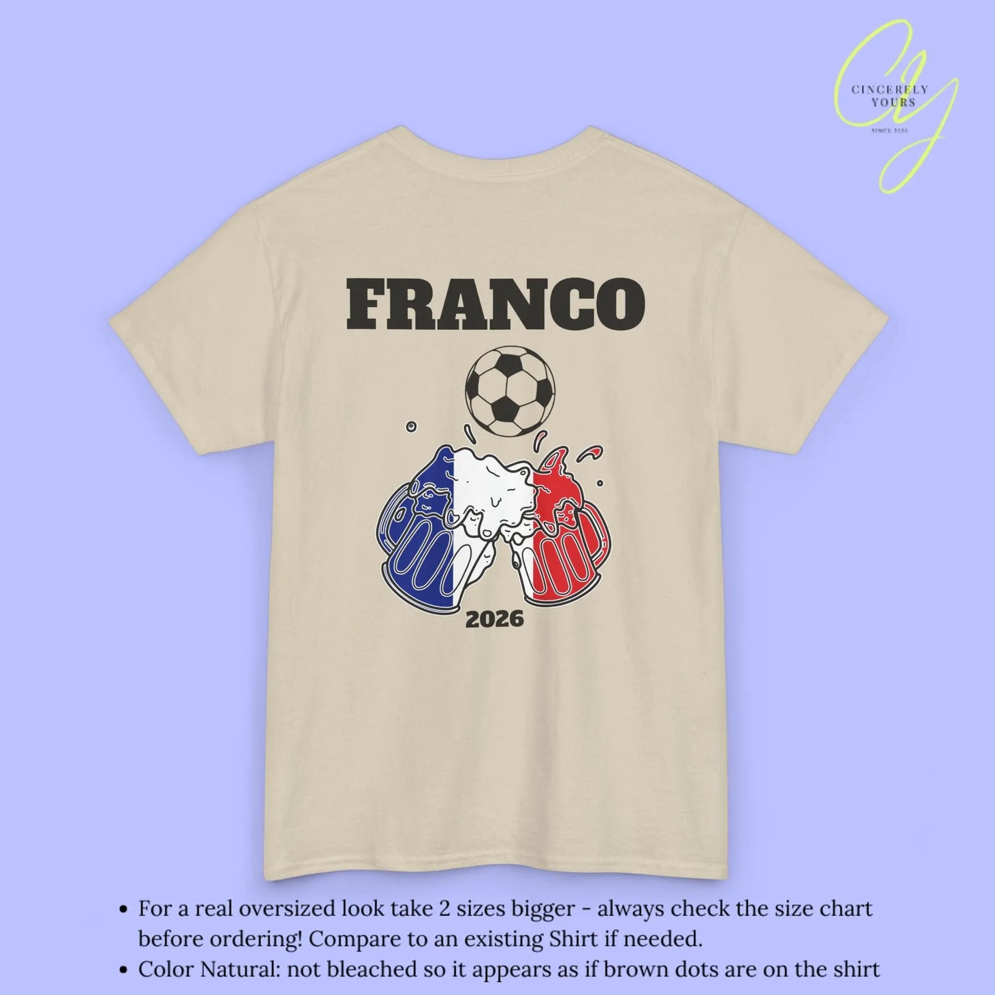 Personaliserter Name Fussball Shirt — Frankreich Flagge Bierkrug (Personalisierbar) Cincerely Yours
