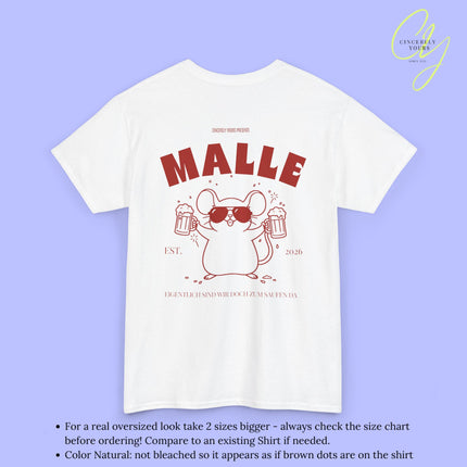 Mallemaus Shirt Malle - Party Shirt Malle Maus Bierkrug zum Saufen da (Personalisierbar)