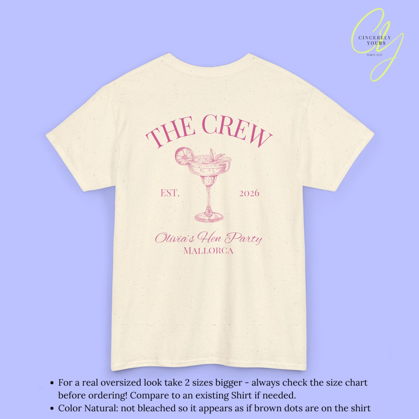 Old Money Bachelorette Shirt — Margarita Hen Party Crew Shirt JGA Backprint only (Customizable)