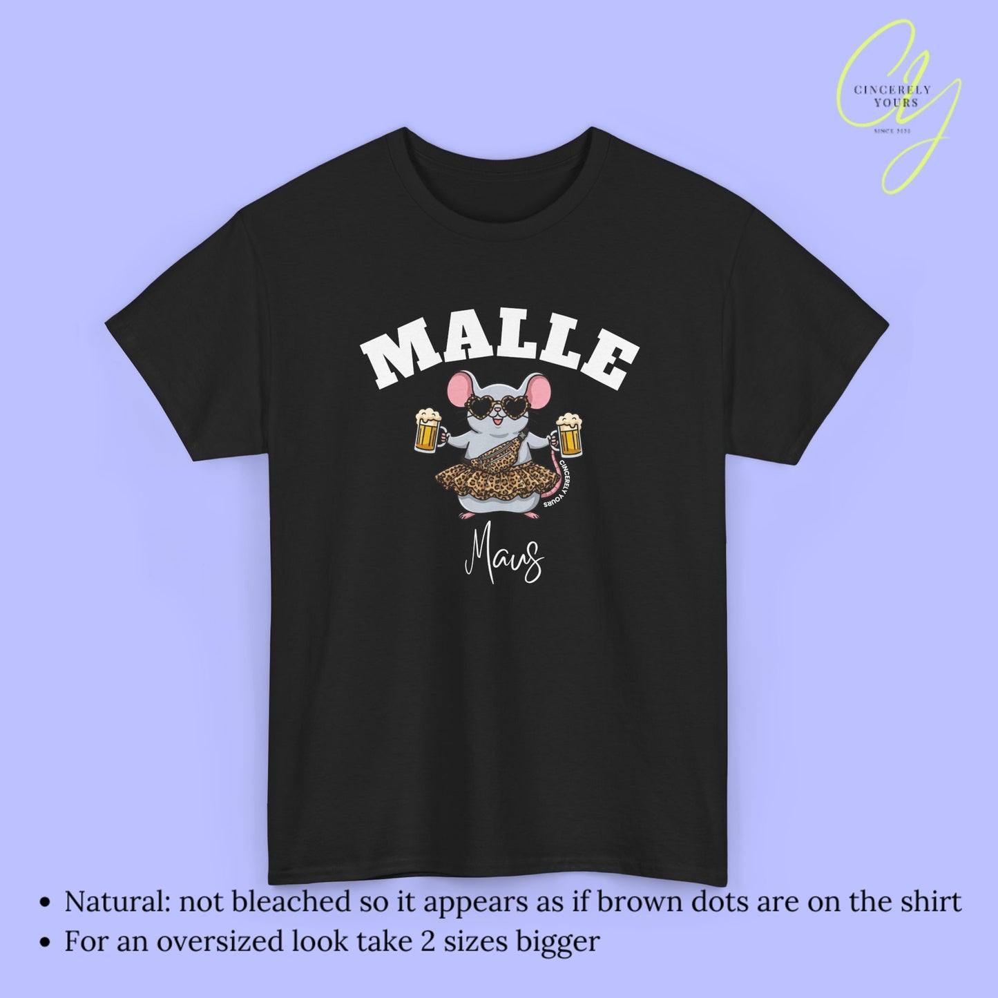 Mallemaus Shirt Malle Maus  - Leopard Bauchtasche Bierkrug