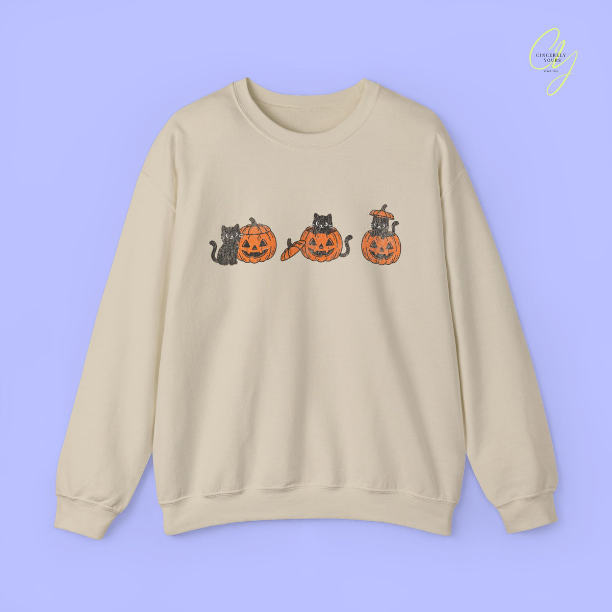 Cat Sweatshirt | Halloween Cats Pumpkins