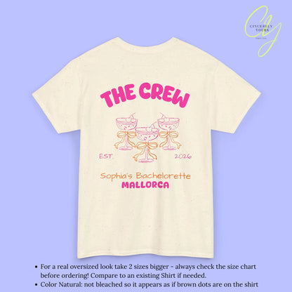 Coquette  Bachelorette Party Tee — The Bride Crew cherry bow Champagne (Customizable) Cincerely Yours