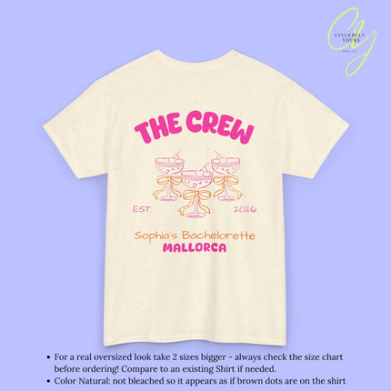 Coquette  Bachelorette Party Tee — The Bride Crew cherry bow Champagne (Customizable) Cincerely Yours