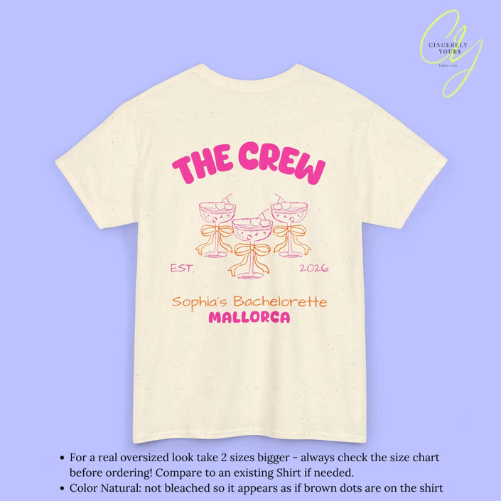 Coquette  Bachelorette Party Tee — The Bride Crew cherry bow Champagne (Customizable) Cincerely Yours