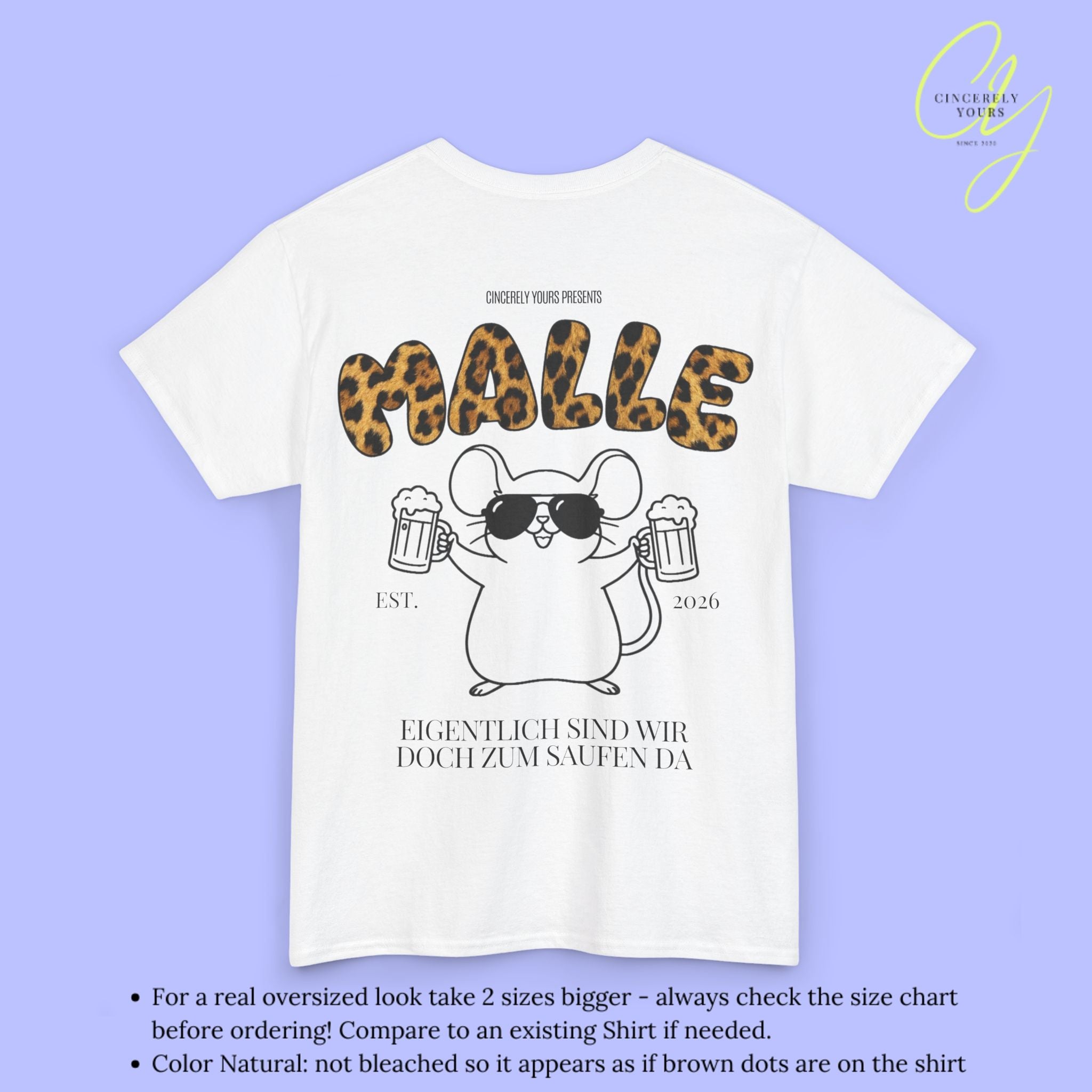 Malle Party Shirt Mallemaus — Malle Party Shirt Leopard Maus Bierkrug zum saufen da (Customizable)