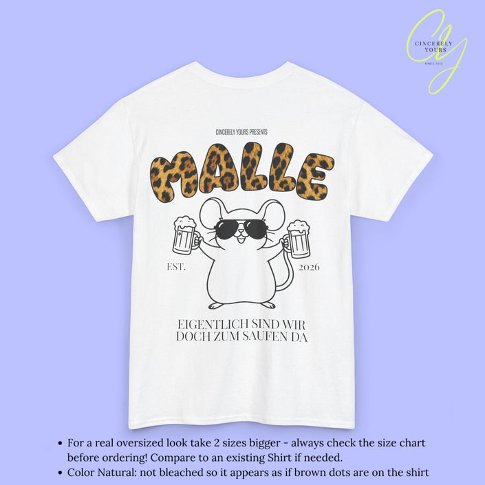 Malle Party Shirt Mallemaus — Malle Party Shirt Leopard Maus Bierkrug zum saufen da (Customizable)