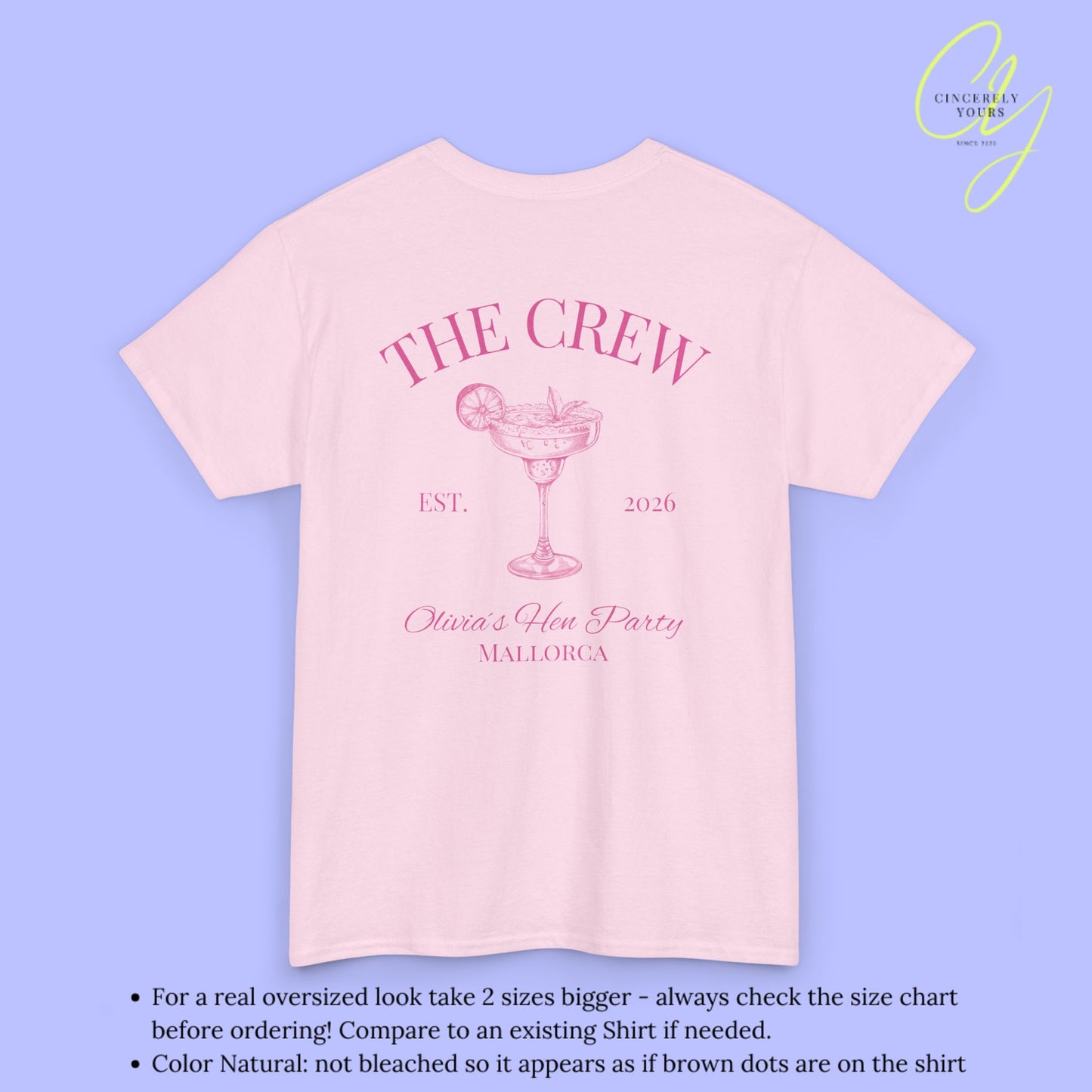 Old Money Bachelorette Shirt — Margarita Hen Party Crew Shirt JGA Backprint only (Customizable)