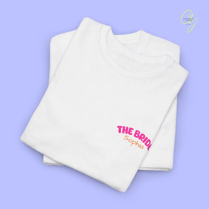 Coquette  Bachelorette Party Tee — The Bride Crew cherry bow Champagne (Customizable) Cincerely Yours