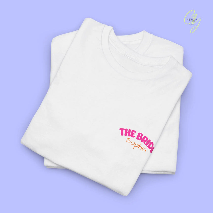 Coquette  Bachelorette Party Tee — The Bride Crew cherry bow Champagne (Customizable) Cincerely Yours