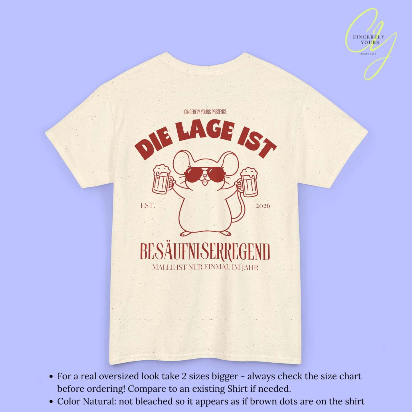 Mallemaus Shirt Malle Maus  —  Die Lage ist besäufniserregend Bierkrug (Customizable)