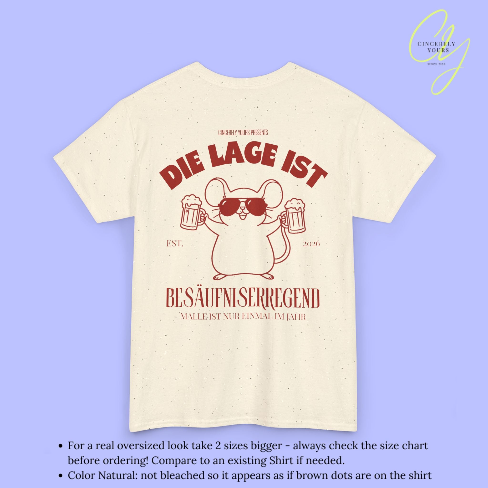 Mallemaus Shirt Malle Maus  —  Die Lage ist besäufniserregend Bierkrug (Customizable)