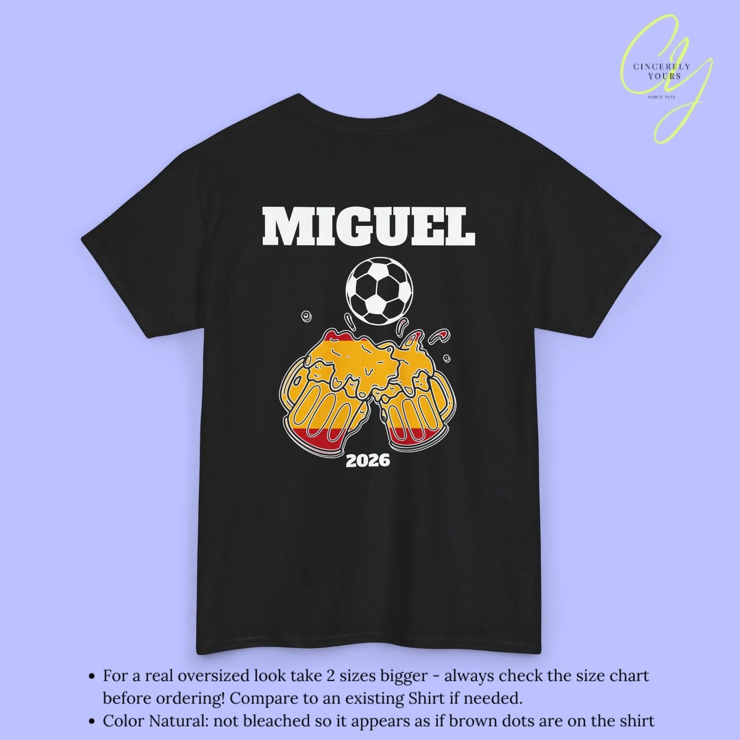 Personaliserter Name Fussball Shirt — Spanien Flagge Bierkrug (Personalisierbar) Cincerely Yours