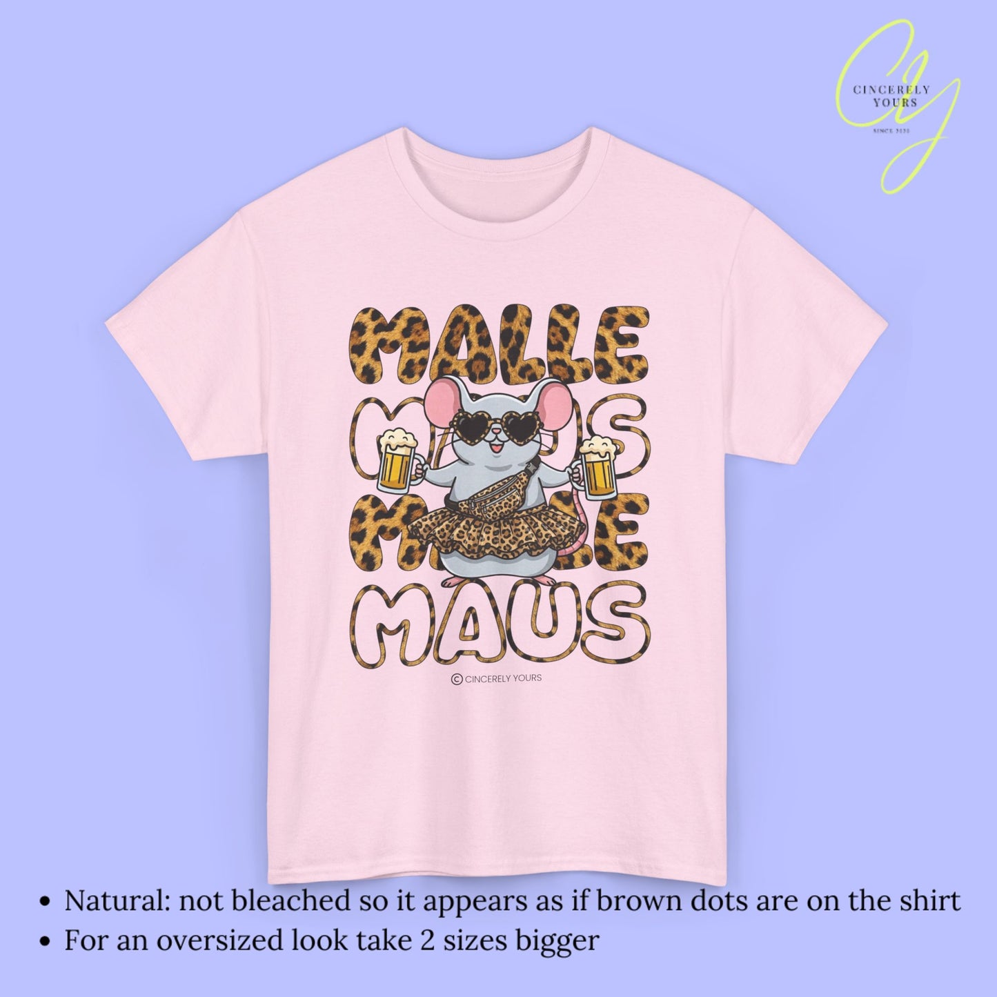 Mallemaus Shirt Malle Maus  - Leopard Bauchtasche Bierkrug