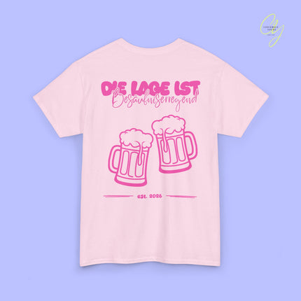Party Shirt | Die Lage ist besäufniserregend Pink Bierkrüge