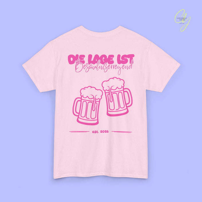 Party Shirt | Die Lage ist besäufniserregend Pink Bierkrüge
