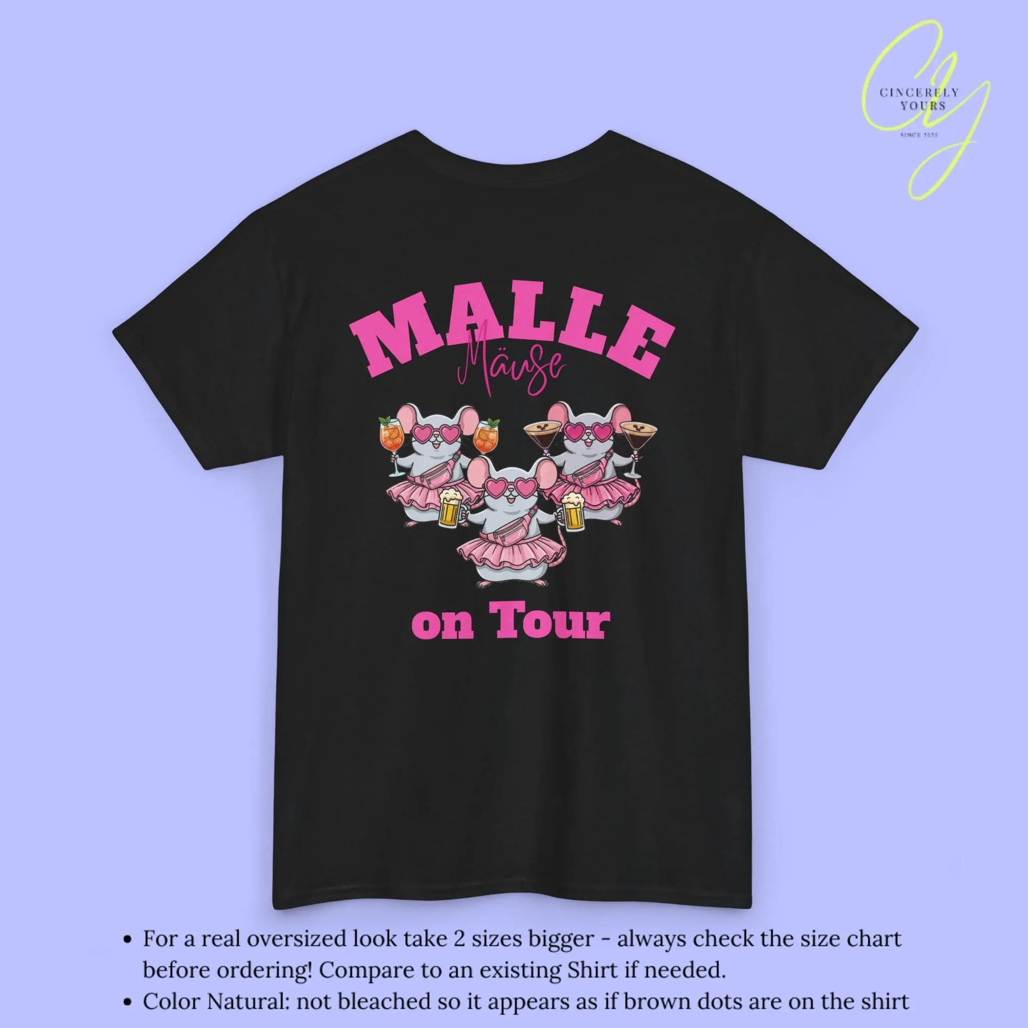 T-shirt Mallemaus Malle - T-shirt de fête Malle Maus on Tour Impression dos Chope de bière Spritz Espresso Martini (Personnalisable)