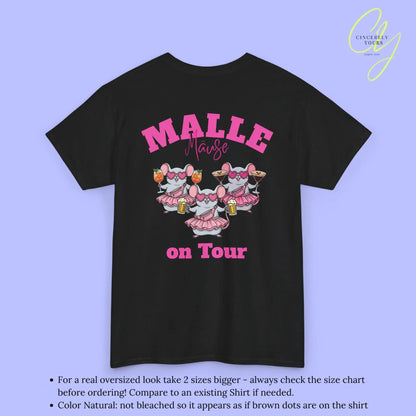 Mallemaus Shirt Malle - Party Shirt Malle Maus on Tour Backprint Bierkrug Spritz Espresso Martini (Personalisierbar)